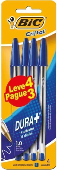 CANETA CRIST MEDIA AZUL LV4 PG3 1X4 (50)